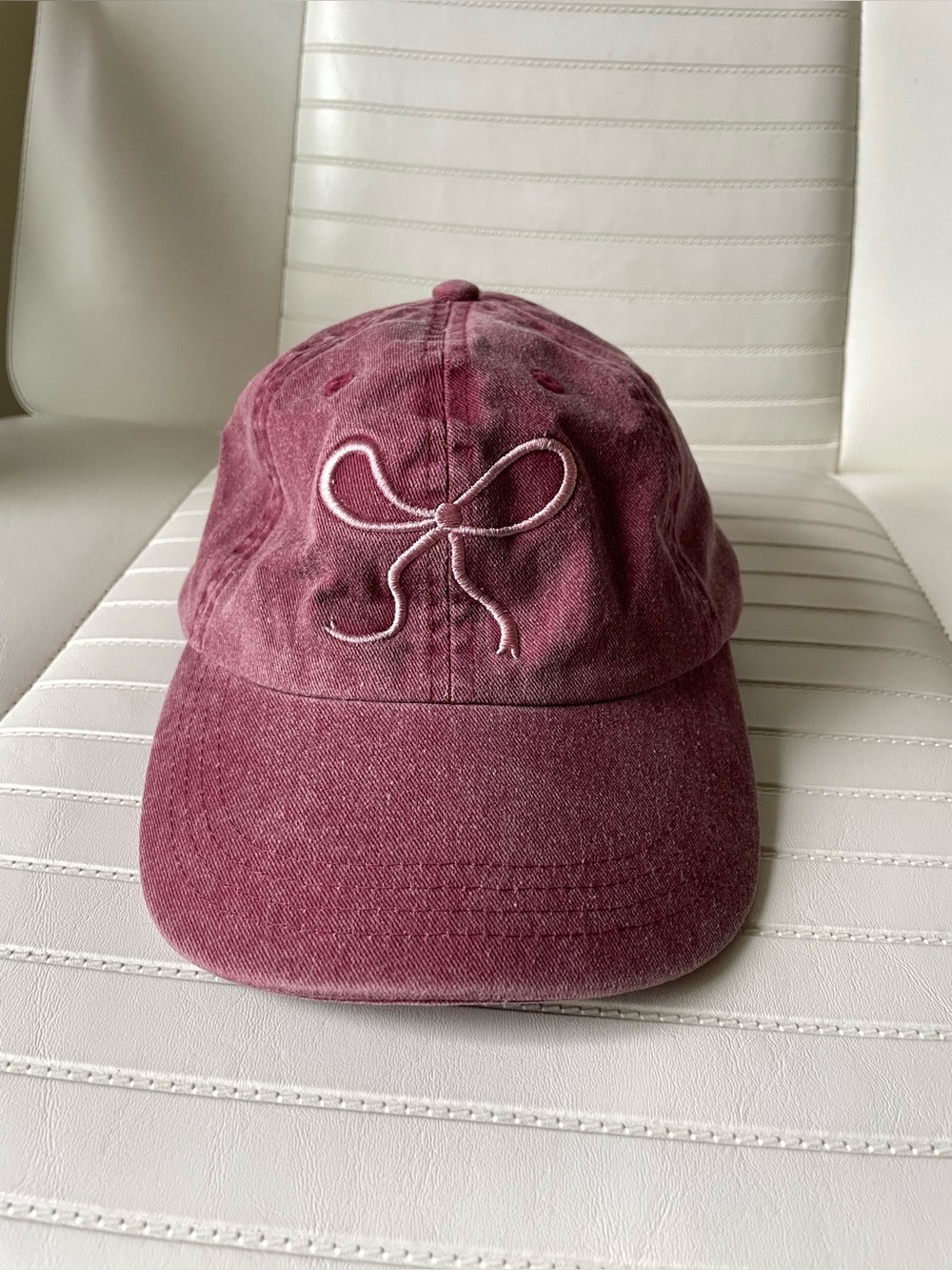 H&M Kids Youth Burgundy Baseball Cap Embroidered Bow 8-14Y